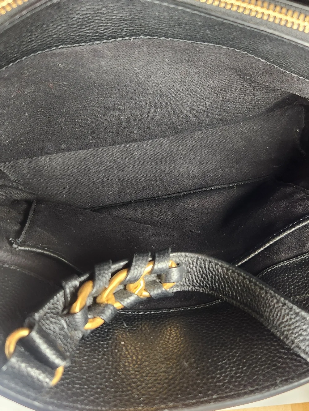 TORY BURCH Everly Handbag Black Leather Tote Multi Pocket Purse - Picture 7 of 11